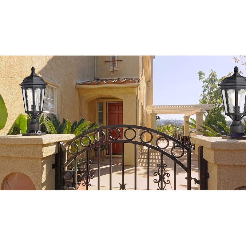 East River Outdoor Post Light Pole Lantern 1 Light Matte Black Finish Clear Water Glass