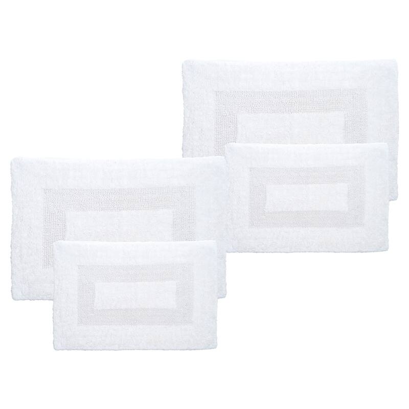 Bathroom Rugs - Cotton Bathroom Mat Set by Lavish Home - White - 4-Piece