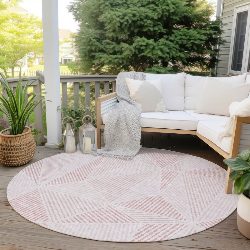 Machine Washable Indoor/ Outdoor Chantille Geometric Mosaic Rug