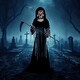 preview thumbnail 2 of 14, Haunted Hill Farm 8.5-Ft. Tall Motion-Activated Ginormous Reaper, Premium Talking Halloween Animatronic