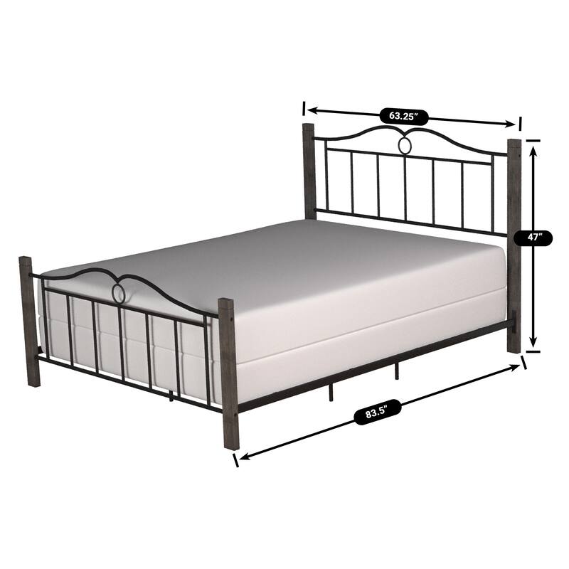 Carbon Loft Tiblier Textured Black Metal Bed with Brushed Charcoal Wood
