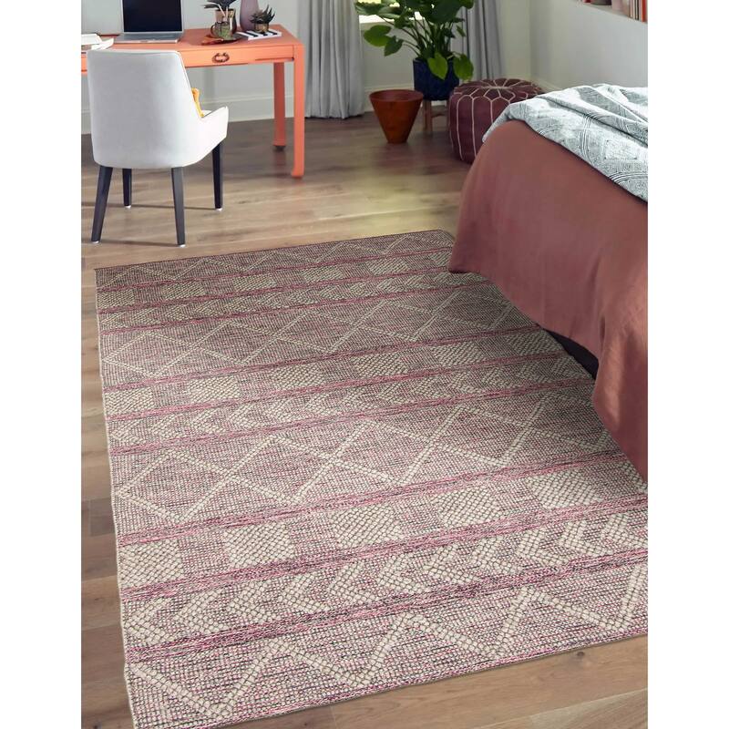 ECARPETGALLERY Braid weave Sienna Pink Wool Rug - 4'11 x 8'0