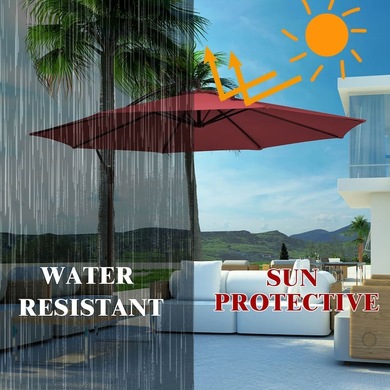 10 Ft Patio Offset Hanging Umbrella with Easy Tilt Adjustment