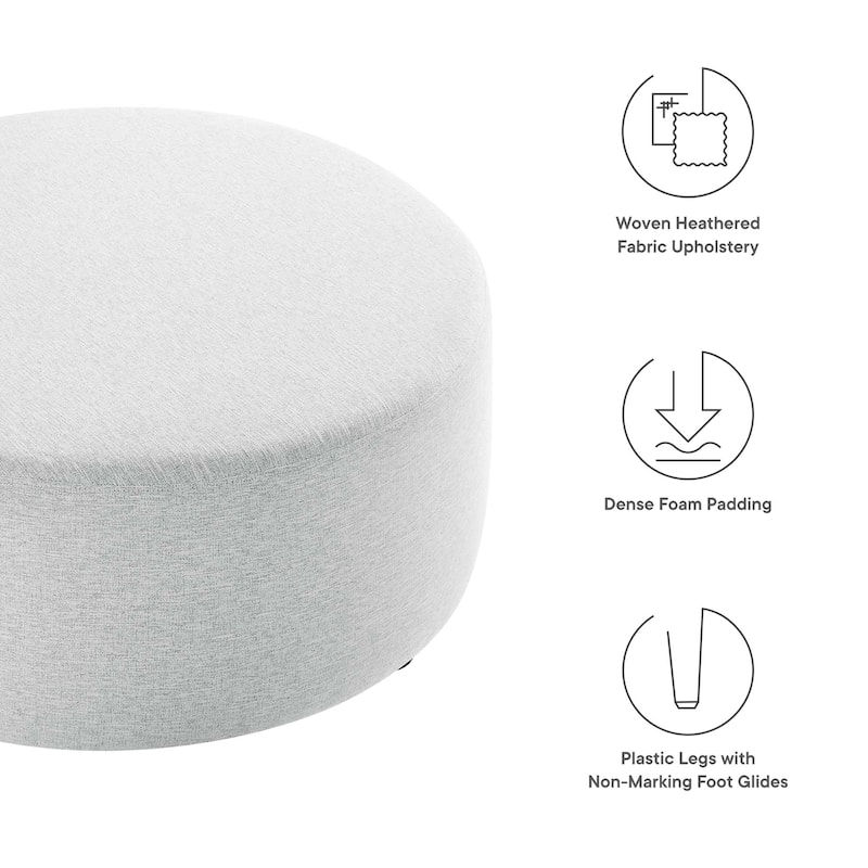 Callum 16"/23"/29"/38" Round Woven Heathered Fabric Upholstered Ottoman