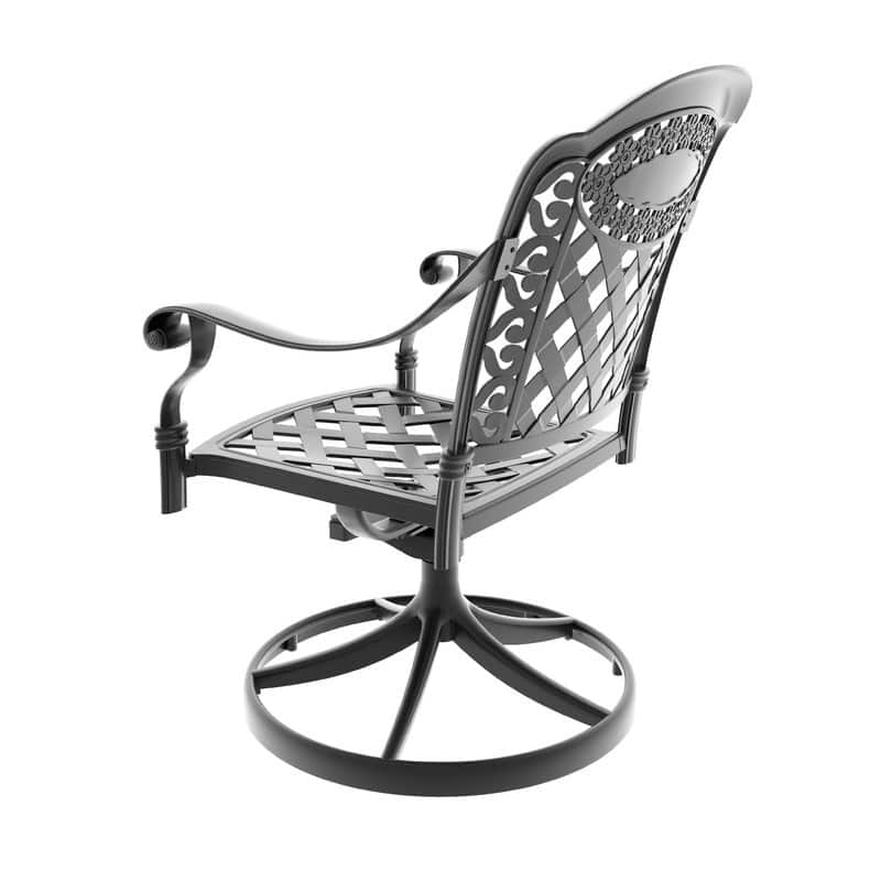 Black Swivel Aluminum Patio Outdoor Dining Chair (4-Pack)