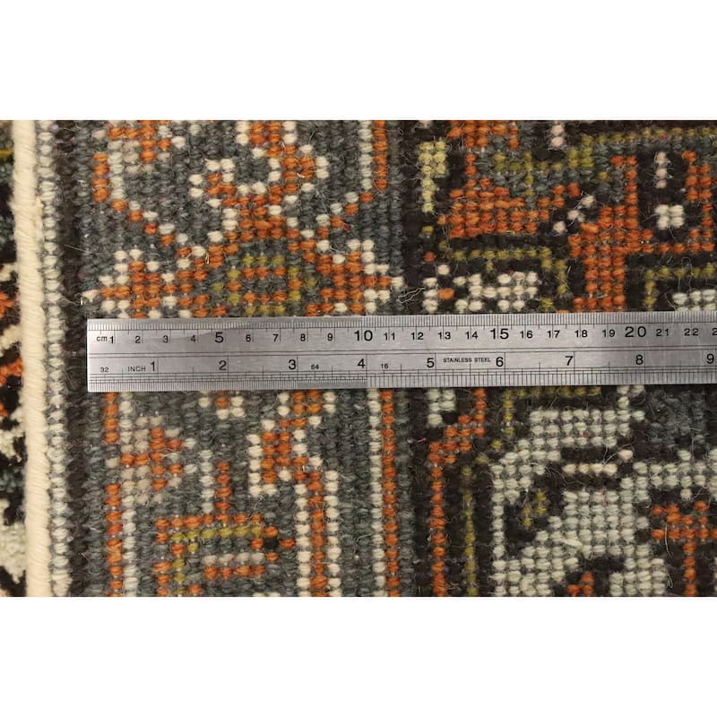 Hand Knotted Oriental 100% Wool Carpet Traditional Geometric Beige & Ivories Heriz (serapi) Runner Rug - 8' 1'' X 2' 7''