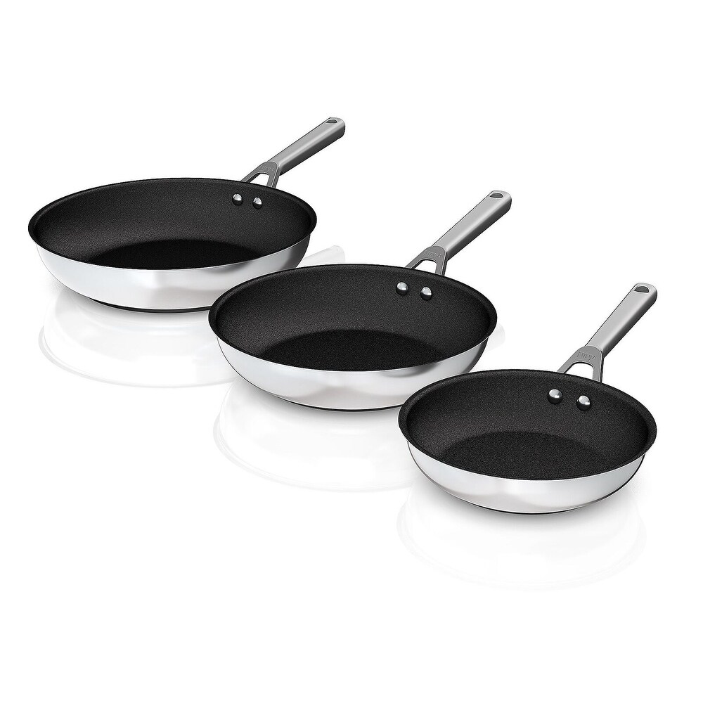 3PCS Stainless Steel Nonstick Cookware Sets Saucepan Steamer Couscous Pot  Pancake Fry Pan Frying Pan with Lid - China Frying Pan and Cookware Set  price