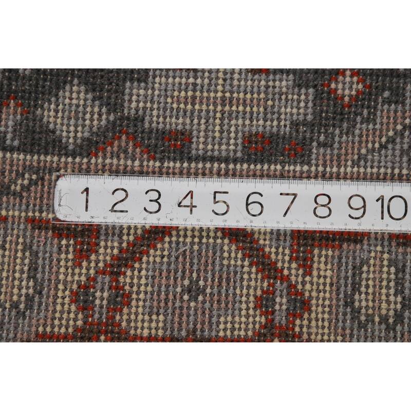 Hand Knotted Oriental 100% Wool Carpet Traditional Geometric Greys & Charcoal Viss Area Rug - 6' 0'' X 4' 0''