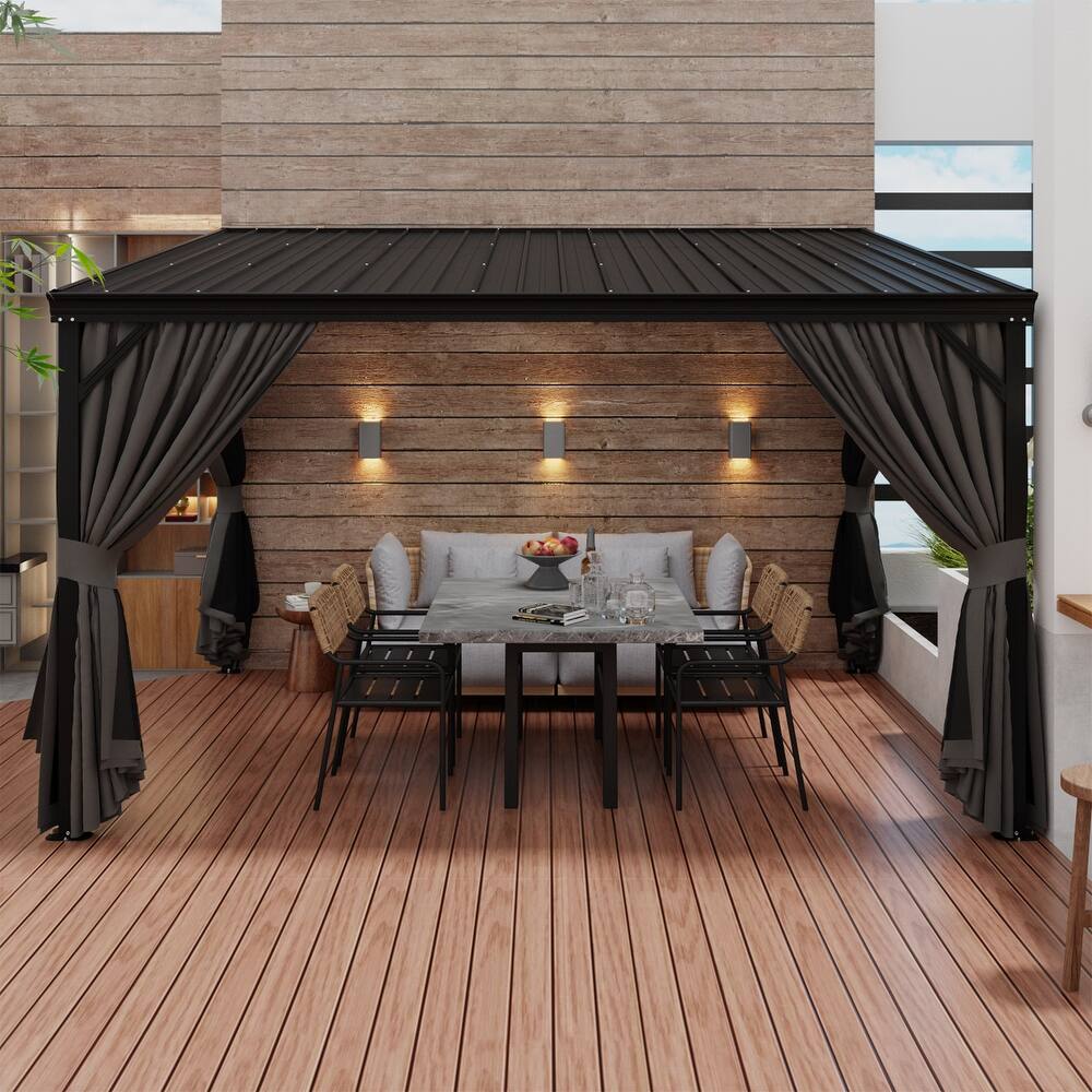 Aluminum Patio Gazebo Curtains Mosquito Netting Outdoor Canopy Backyard Poolside Garage Door