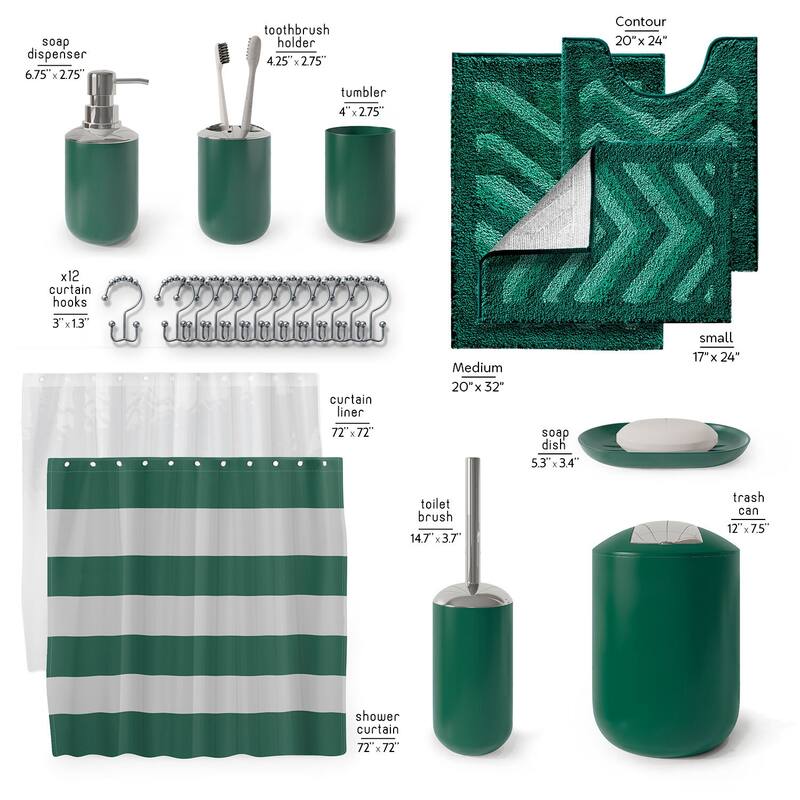 Clara Clark Bathroom Accessories Set with Shower Curtain and Rugs