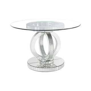 ACME Ornat Dining Table in Clear, Mirrored and Faux Diamonds
