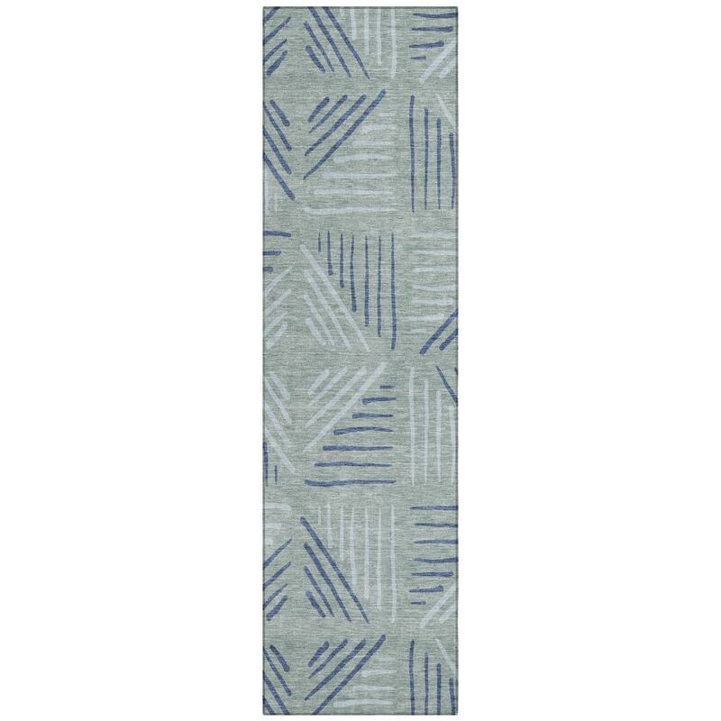 Machine Washable Indoor/ Outdoor Geo Dia Chantille Rug