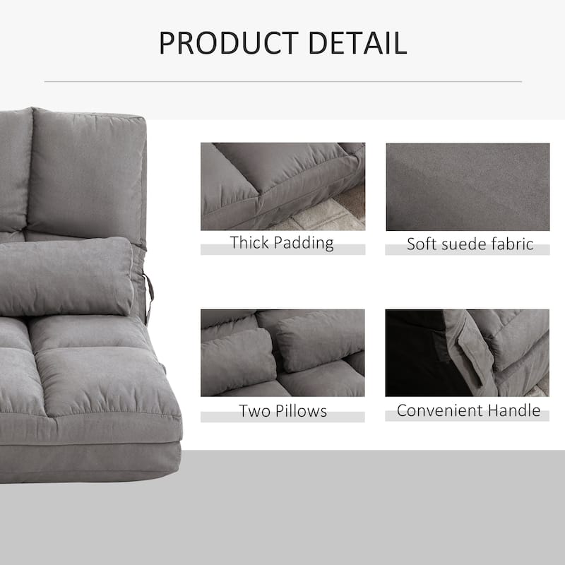 Modern 40.25" Folding Upholstered Loveseat Chaise Lounges Chair with 2 Pillows and Adjustable Backrest