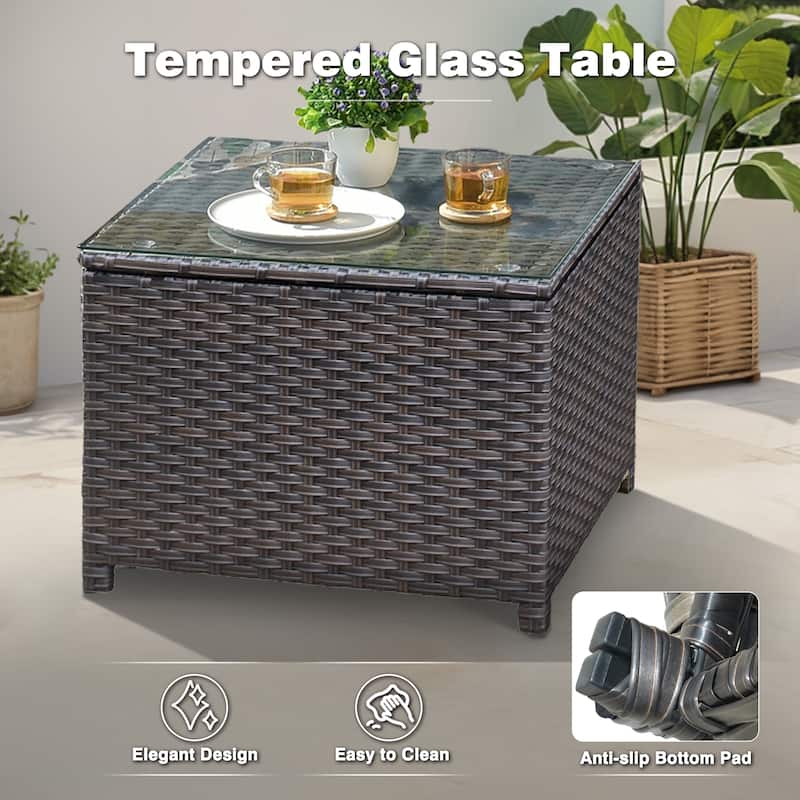 OVIOS 6-piece Patio Conversation Wicker Set with Glass Top Table