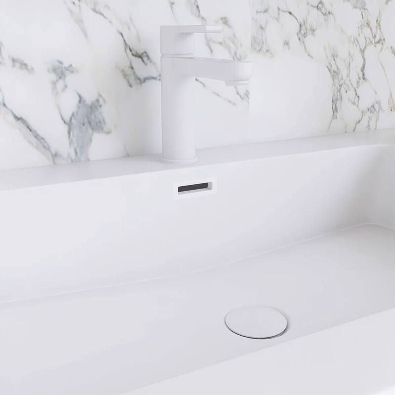 Freestanding Bathroom Vanity with White Integrated Solid Surface Sink