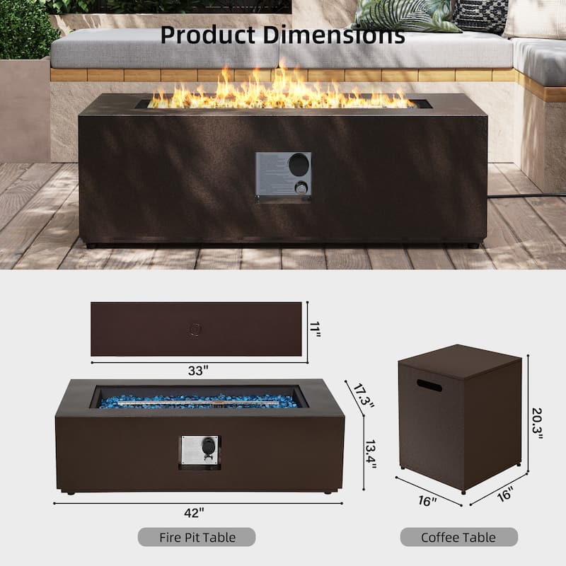 Patio Watcher 42-in W 50000-BTU Iron Propane Gas Fire Pit Table with Tank Cover