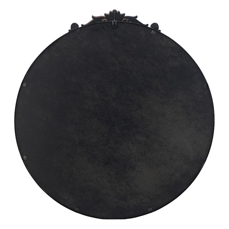 Baroque Style Round Wall Mirror - 32" - Black