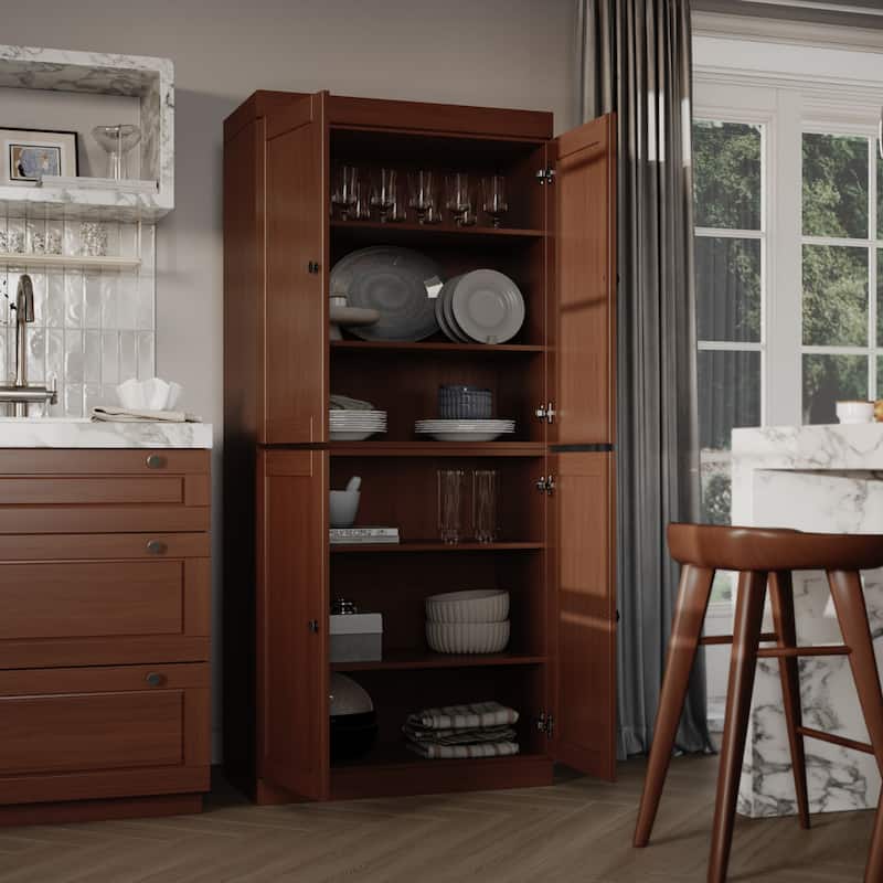 Palace Imports 100% Solid Wood 32" Pantry Cabinet with Shaker Doors and Adjustable Shelves