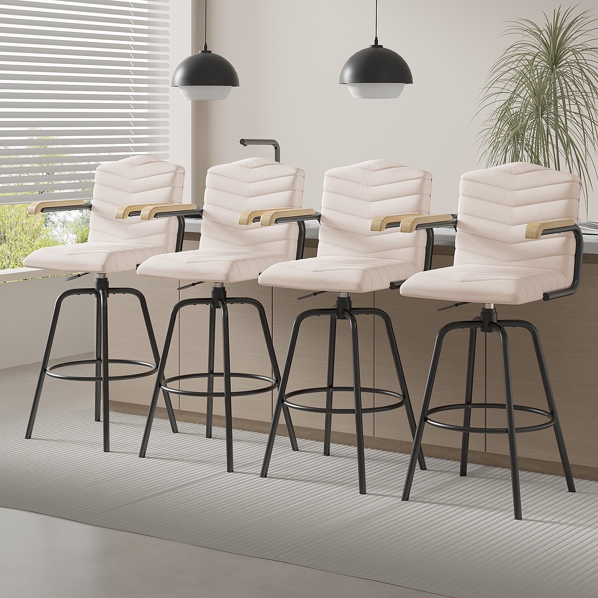 Javlergo Bar Height Bar Chairs Upholstered Bar Stools with Back and Arms Tall Kitchen Island Seating for Home/Commercial Use