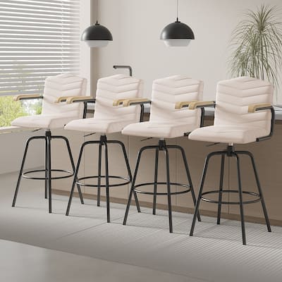 Javlergo Bar Height Bar Chairs Upholstered Bar Stools with Back and Arms Tall Kitchen Island Seating for Home/Commercial Use