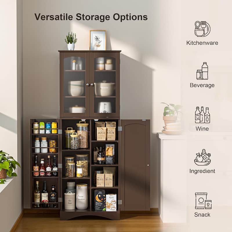 64 inches Tall Kitchen Storage Pantry Cabinet with Adjustable Shelves