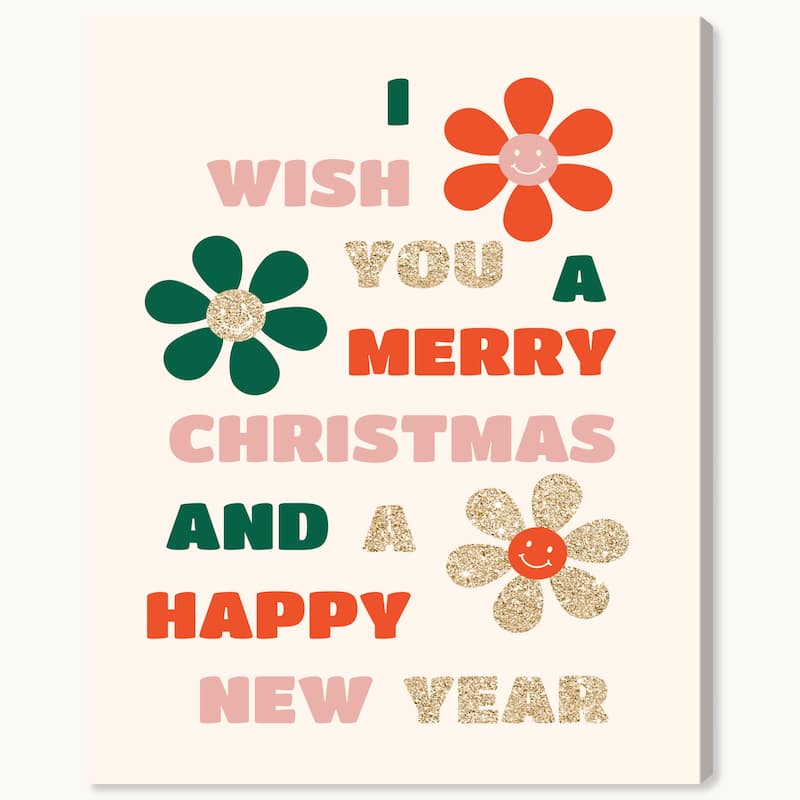 Wynwood Studio Canvas Holiday and Seasonal My Wish for You Glitter Gold Modern & Contemporary Wall Art Canvas Print