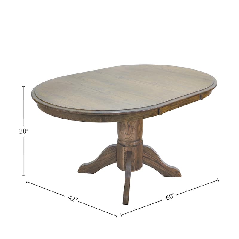 Colonial Oak 42 x42-60" Extendable Dining Table, Weathered Chestnut