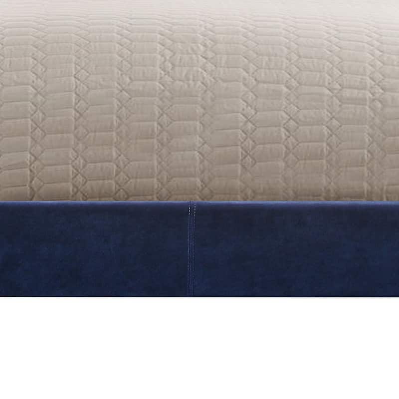 King Size Upholstered Panel Bed with Nailhead Trim and Padded Headboard