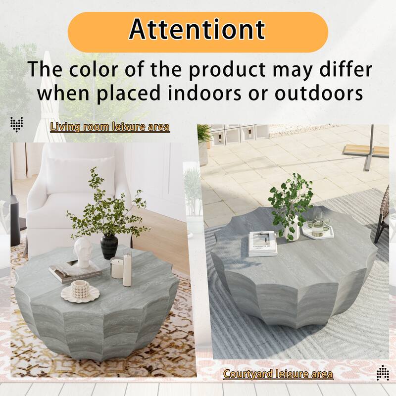 35.43" Modern Indoor/Outdoor Waterproof Coffee Table - Durable MgO Cement Design