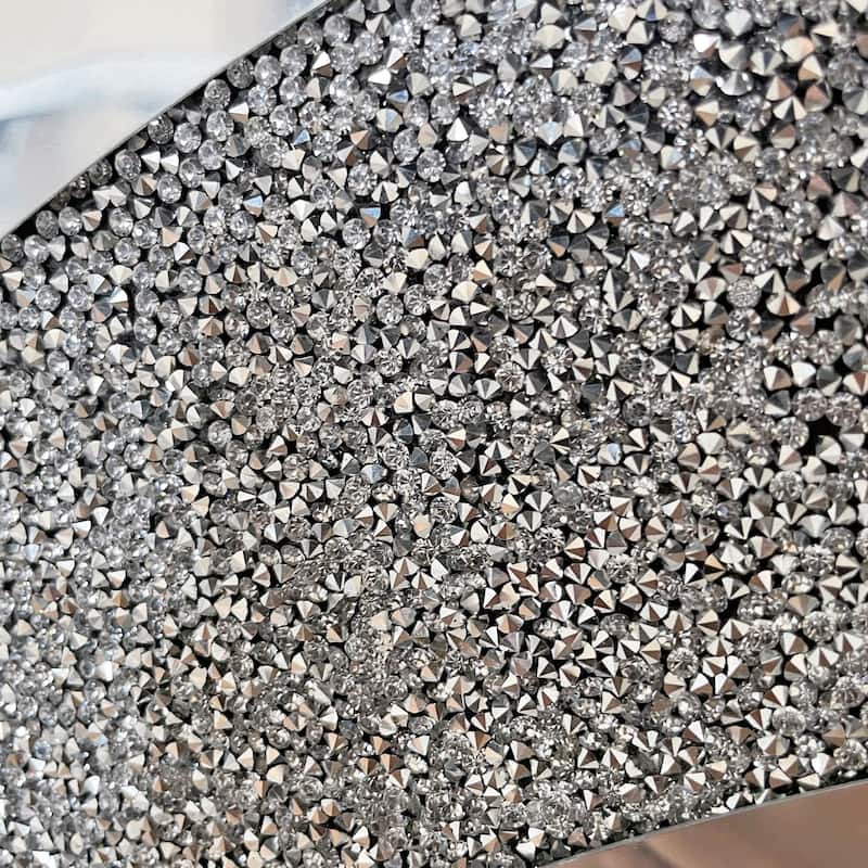 Crystal Crush Diamond Sparkly Silver Round Wall Mirror - Home Decoration