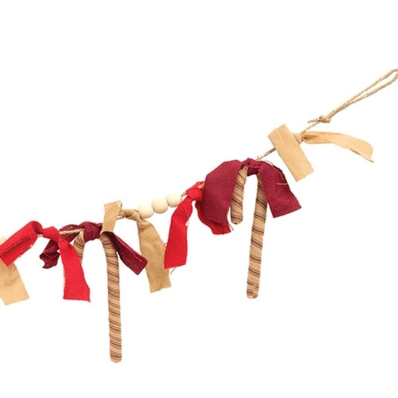 Red and Cream Candy Cane Garland 3 Ft Holiday Decoration