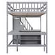 preview thumbnail 11 of 32, Full Size Loft Bed with Built-in L Shaped Desk & 3 Storage Shelves, Wooden Bedframe w/Storage Stairs & Full-Length Guardrail