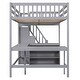 preview thumbnail 11 of 16, Gray Full Size Pine Wood Loft Bed with Built-in L-Shaped Desk and Three-Tier Storage Shelves, and Attached Storage Staircase