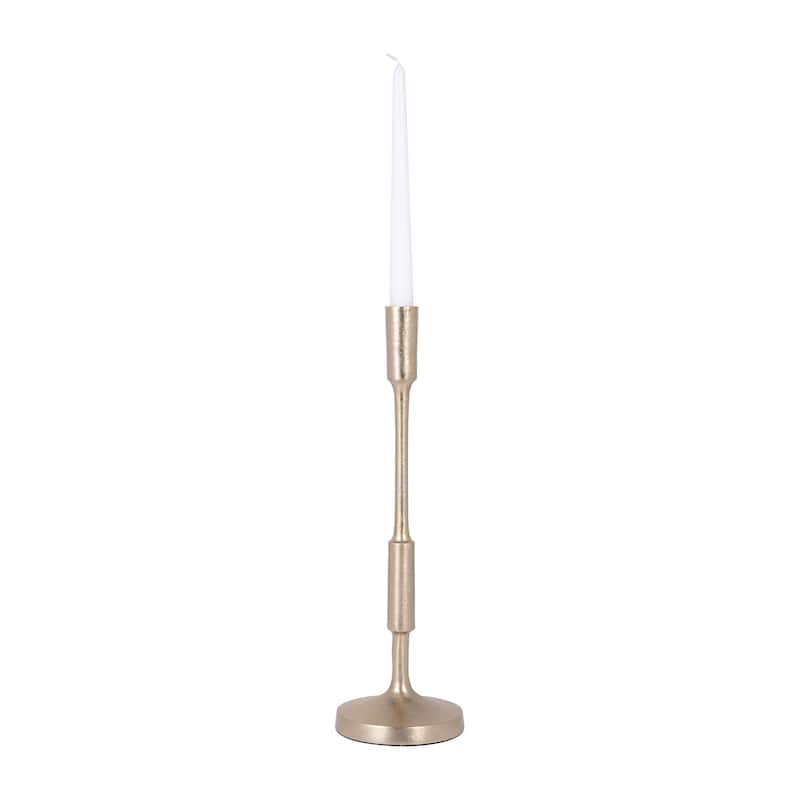 Champagne Metal Candle Holder Contemporary Aluminum Narrow Taper Candle Holder for Home, Office, Event Decor