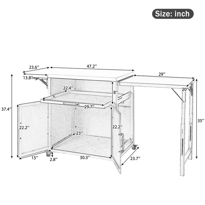 Versatile Outdoor Cabinet with Foldable Worktops, Ample Storage and Lockable Wheels