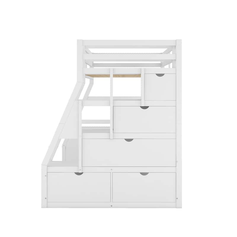 Twin Size Loft Bed with 7 Drawers 2 Shelves and Desk - Espresso