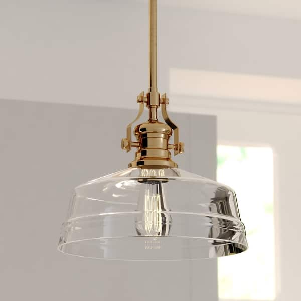 slide 2 of 13, Beloit Farmhouse Kitchen Island Mini Pendant Ceiling Light Clear Seeded Glass 12-in W x 20.25-in H x 12-in D - Brushed Gold