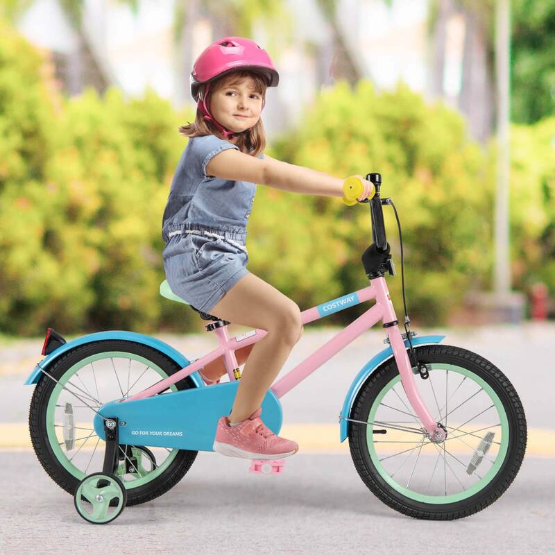 Costway 16" Kids Bike with Adjustable Saddle Handlebar Removable