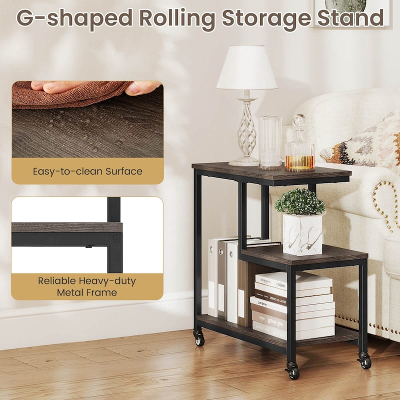 Costway 1/2 PCS Modern G-Shaped End Table Home 3-Tier Side Table with - See Details
