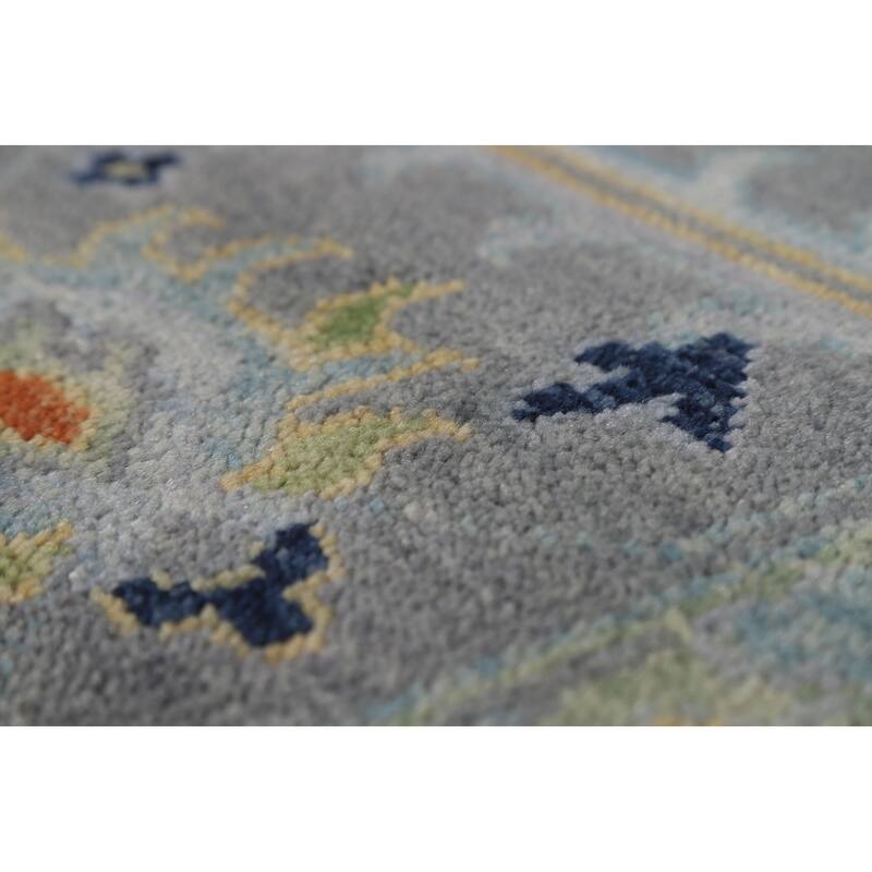 All-Over Gray Oushak Indian Area Rug Handmade Wool Carpet - 8'0" x 9'9"