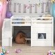 preview thumbnail 2 of 18, Twin Size Loft Bed with Storage Staircase and Window,Sturdy Wood Frame,White