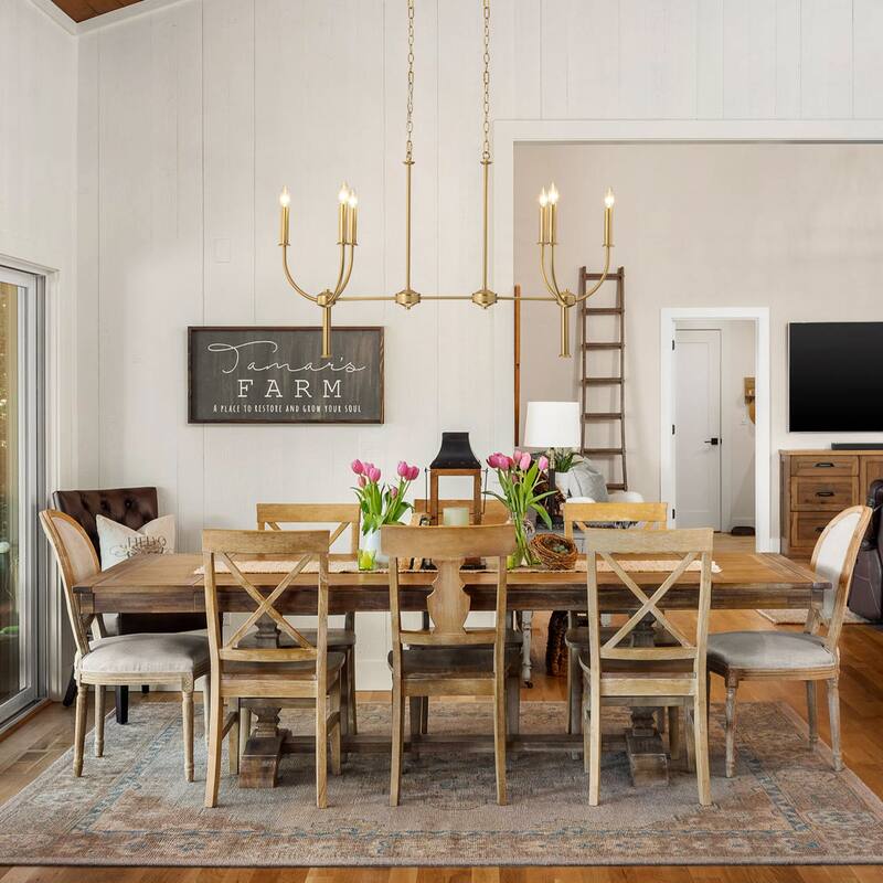 6-Light Farmhouse Large Candle Style Chandelier for Dining Room - W43.3"