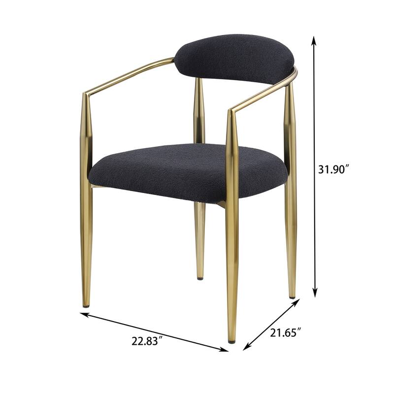 Modern Dining Chairs with Round Backrest and Metal Legs(Set of 2)