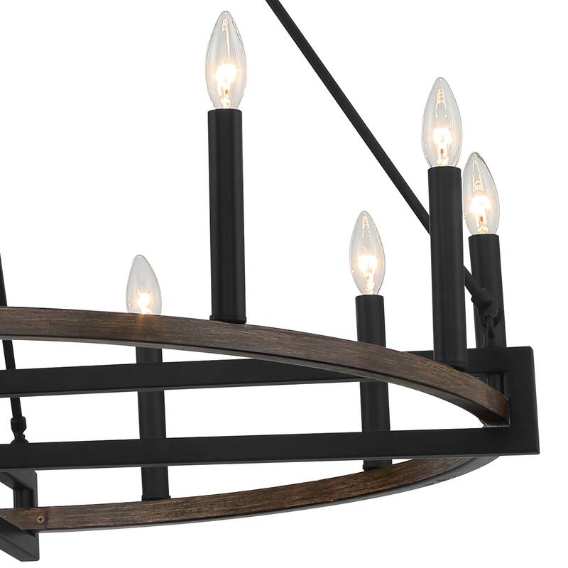 Acroma 12-light 41In Farmhouse Black Geometric Wheel Chandelier