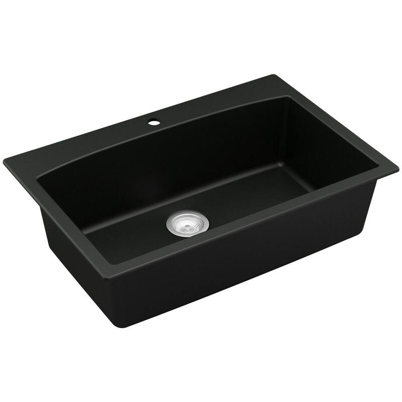 Karran USA QT-712 Quartz QT 33" Drop In Single Basin Quartz Composite - Black