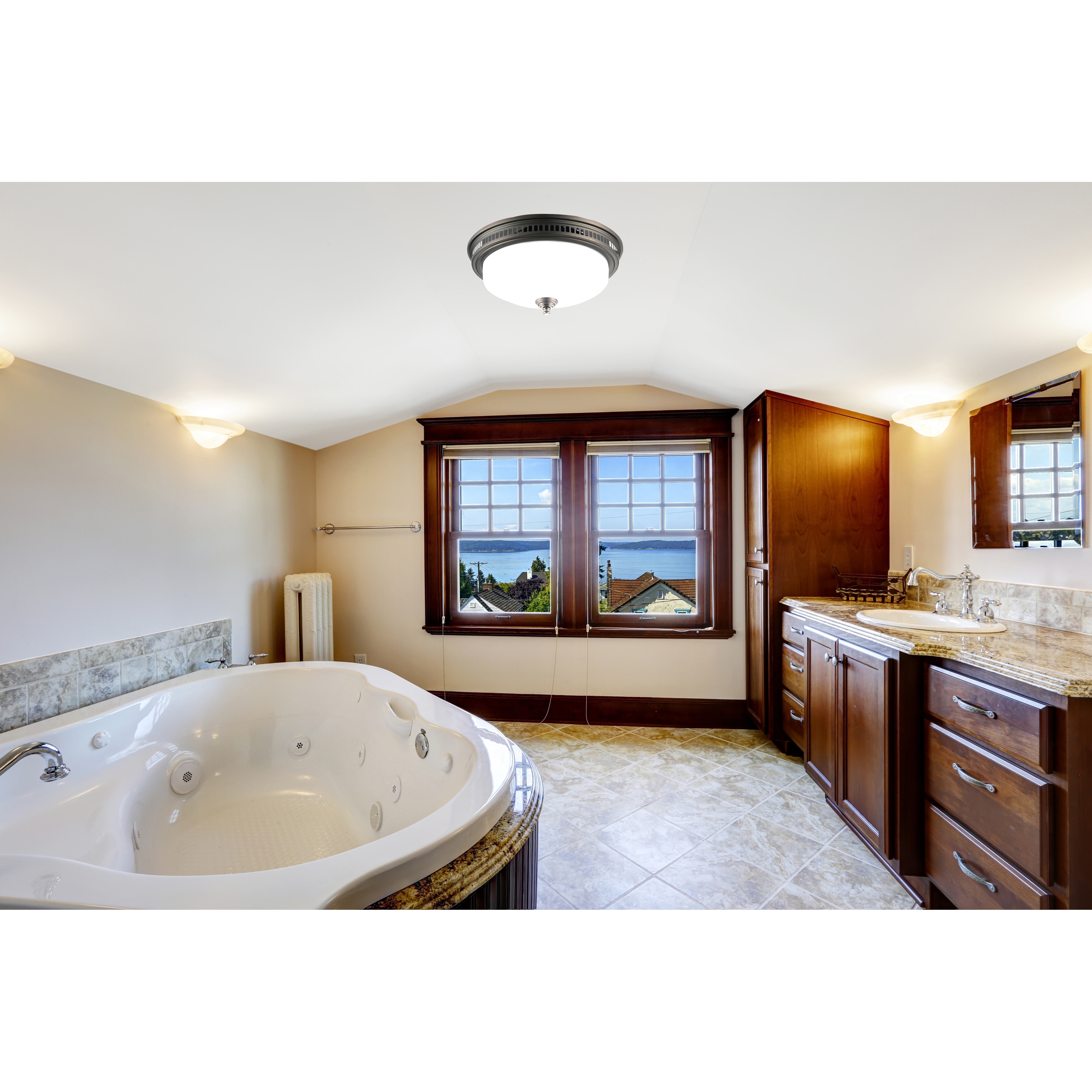 Ultra Quiet Bathroom Exhaust Fan With Led Light And Nightlight 110Cfm 1.5 Sone With Round Frosted Glass Cover - Overstock - 30242482
