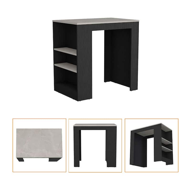 Kitchen Island Doyle, Three Side Shelves