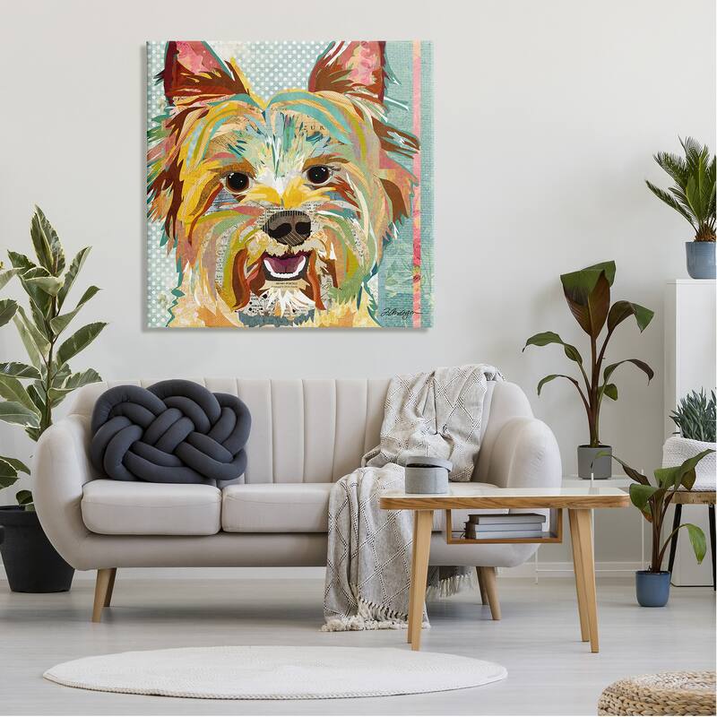 Stupell Happy Terrier Pet Portrait Collage Stretched Canvas Wall Art, Design by Traci Anderson