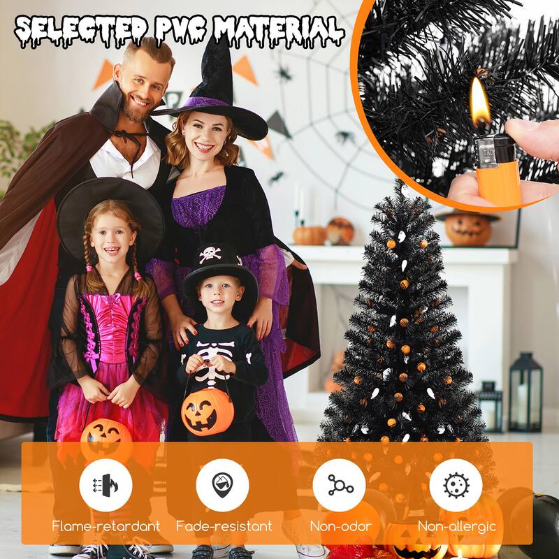 Gymax 4.5 FT Pre-Lit Artificial Halloween Christmas Tree w/ 6 Lighting
