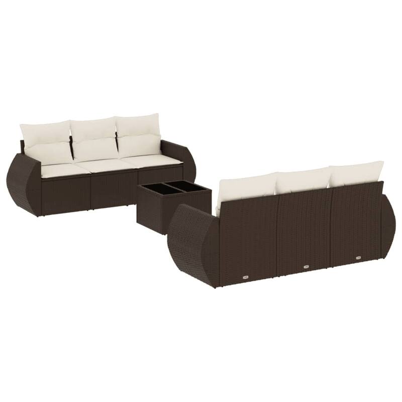 vidaXL Patio Sofa Set with Cushions Outdoor Furniture 7 Piece Poly Rattan - 24.4 x 27.6 x 27.2